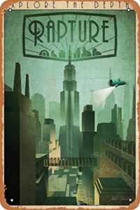 ysirseu bioshock rapture game poster 2game retro metal tin sign 8×12 inch, 8 x 12 inch