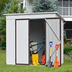 6 X 4 Ft Outdoor Metal Storage Shed, Small shed, Galvanized Metal Garden shed with Lockable Double Doors, Tool Storage Shed for Patio Lawn Backyard Trash Cans,Bike shed, Coffee