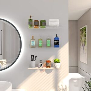clear acrylic shelves, floating wall mounted shelf for bedroom, living room, bathroom, display shelf (3 packs)