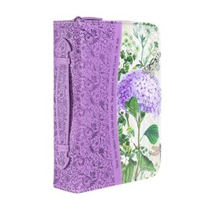 divinity faith hope love hydrangea floral purple leather bible cover, 7 x 10 x 1.50 inches, x-large