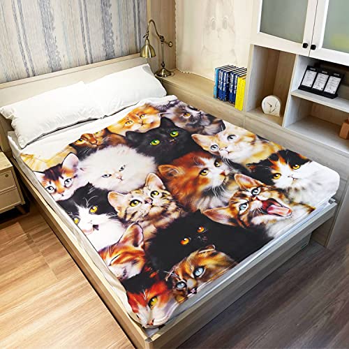 YISUMEI Orange Cat Baby Throw Blanket Kitty Loves Orange Cat Combo Fleece Blanket Soft Warm Cozy for Kids Adult Gifts 50"x60"