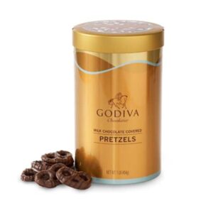 Godiva Chocolatier Assorted Milk Chocolate Covered Pretzels Gift Canister, 66-Pieces