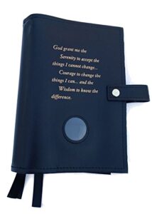 black deluxe triple na book cover for the basic text (6th ed), it works, how and why and living clean with serenity prayer and medallion holder.