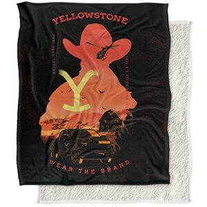 Yellowstone Blanket, 50"x60" Yellowstone Wear The Brand Silky Touch Sherpa Back Super Soft Throw Blanket