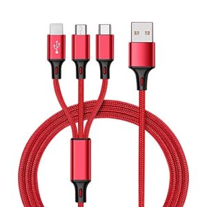 pro usb 3in1 multi cable compatible with samsung godiva data universal extra strength for fast quick charging speeds! (red)