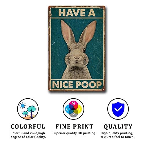 Tin Sign Rabbit Bathroom Restroom Wall Tin Sign Retro Style Easter decorations 8x12inch