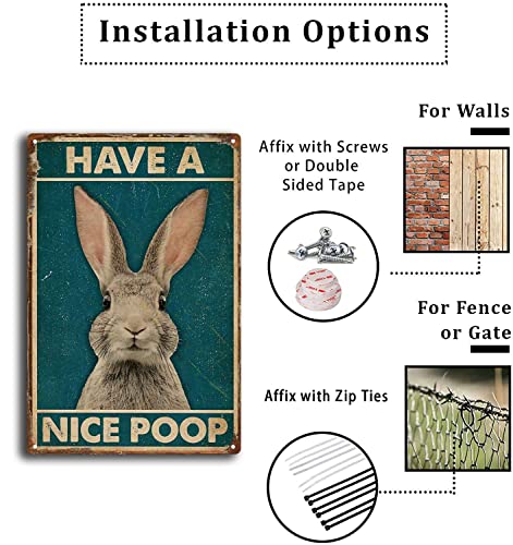 Tin Sign Rabbit Bathroom Restroom Wall Tin Sign Retro Style Easter decorations 8x12inch