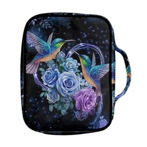 AFPANQZ Hummingbird with Rose Bible Cover with Handle Zip Pockets Women's Bible Protect Case Bible Book Covers Bible Holder Carrying Case Bible Accessories Tote Bag