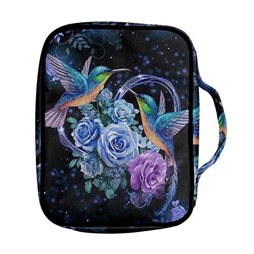 AFPANQZ Hummingbird with Rose Bible Cover with Handle Zip Pockets Women's Bible Protect Case Bible Book Covers Bible Holder Carrying Case Bible Accessories Tote Bag