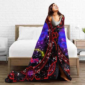 Cartoon Aries Blanket Constellations Throw Blankets Soft Horoscope Astrology Flannel Throw Blanket Zodiac Sign 50"X40"