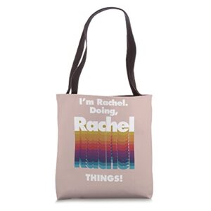 i’m rachel doing rachel things funny birthday name grunge tote bag