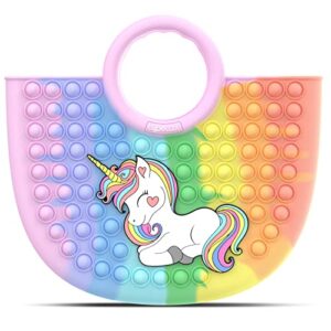 typecase pop it easter basket, pop it purse for girls and women’s handbags fidget pop bubble fidget sensory ladies handbags(rainbow unicorn)