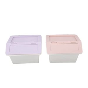 Desk Storage Box Purple Pink Dust Cover Stackable Design Keeping Tidy Skincare Organizer for Cosmetic