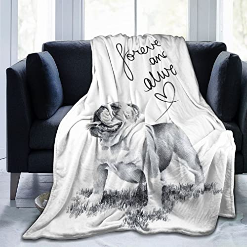 Bxuoe Ultra-Soft Fleece Bed Blanket Fuzzy Flannel Throw Blanket Unique Sketch English Bulldog Puppy Dog Warm Cozy Sofa Blankets for Bedroom Livingroom Chair, All-season Gift 40''x50''