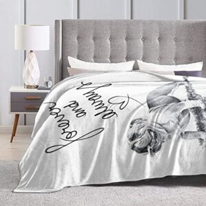 Bxuoe Ultra-Soft Fleece Bed Blanket Fuzzy Flannel Throw Blanket Unique Sketch English Bulldog Puppy Dog Warm Cozy Sofa Blankets for Bedroom Livingroom Chair, All-season Gift 40''x50''