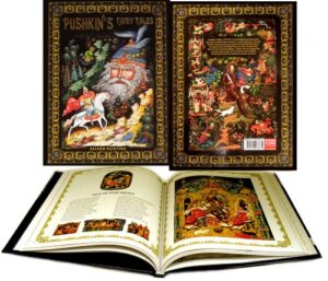 russian pushkin’s fairy tales palekh painting hardcover book 10 1/2 inch