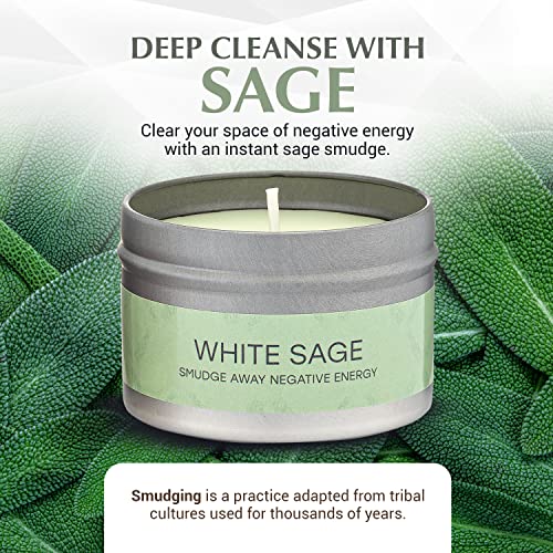 Almeara Space Cleansing Kit Sage Candle and Palo Santo Candle Set 3.7oz Each - 100% Soy Wax Candles with Concentrated Essential Oil - Cleanse Negative Energy - Restore Positive Vibrations