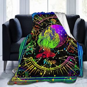 kaydems virgo blanket flannel constellations throw blankets zodiac sign for couch bed sofa traveling camping 60″x50″