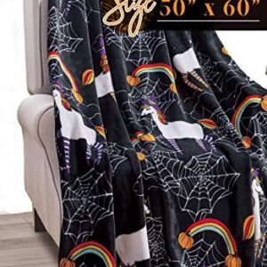 Elegant Comfort Lightweight Throw Blanket- Halloween Themed, Soft, Cozy and Plush- Throw Blankets, Perfect for Lounging This Spooky Season, 50 x 60 inches, Black Unicorn, Throw Blanket
