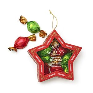 Godiva Chocolatier Chocolate Truffle Filled Star Ornament, Great for Valentines Day, 10 Piece