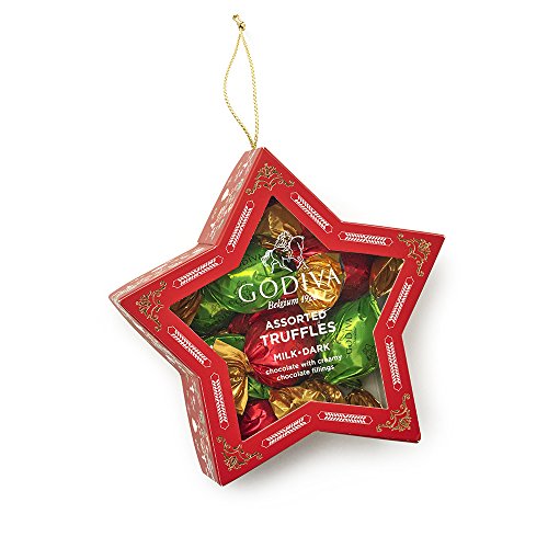 Godiva Chocolatier Chocolate Truffle Filled Star Ornament, Great for Valentines Day, 10 Piece