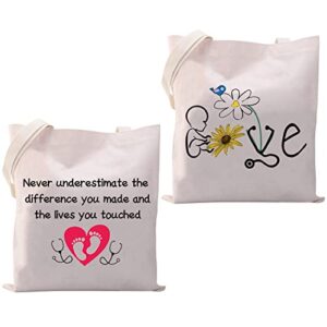 vamsii midwife gifts labor and delivery nurse tote bag never underestimate the difference you made shopping bag (midwife tote bag)
