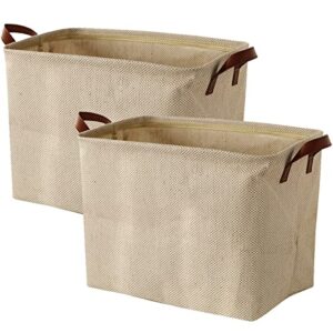 huatk woven jute storage baskets – decorative storage bins foldable organizing baskets for shelves books toys