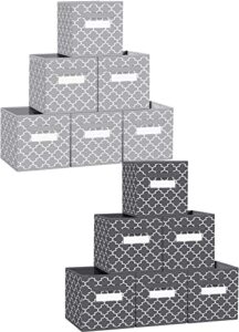 fabtotes storage bins 6 pack collapsible storage cubes, 11″x10.5″x10.5″ large toy book organizer boxes with handles and label card & label holder, baskets for organizing closet shelves