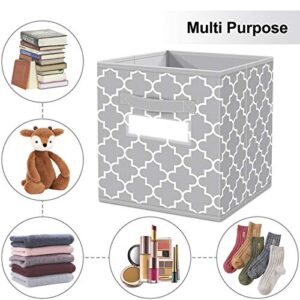 FabTotes Storage Bins 6 Pack Collapsible Storage Cubes, 11"x10.5"x10.5" Large Toy Book Organizer Boxes with Handles and Label Card & Label Holder, Baskets for Organizing Closet Shelves