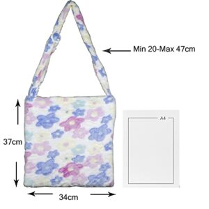Canvas Tote Purse Shoulder Bag Simple Crossbody Handbag Cute Plush Handbag Faux Fur Fluffy Large Shopping School Bag For Women
