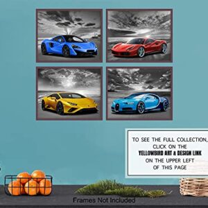 Lamborghini McLaren Ferrari Bugatti Wall Art - Boys Room Decor - Race Car Decor - Sports Car Posters Set - Man Cave Decor - Garage Wall Decor - Bar Wall Decor - Coastal Ocean Beach Theme