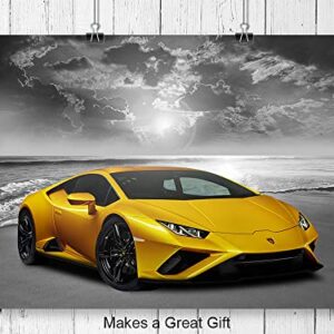 Lamborghini McLaren Ferrari Bugatti Wall Art - Boys Room Decor - Race Car Decor - Sports Car Posters Set - Man Cave Decor - Garage Wall Decor - Bar Wall Decor - Coastal Ocean Beach Theme