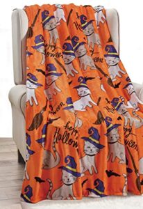 elegant comfort lightweight throw blanket- halloween themed, soft, cozy and plush- throw blankets, perfect for lounging this spooky season, 50 x 60 inches, halloween cats, throw blanket