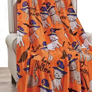 Elegant Comfort Lightweight Throw Blanket- Halloween Themed, Soft, Cozy and Plush- Throw Blankets, Perfect for Lounging This Spooky Season, 50 x 60 inches, Halloween Cats, Throw Blanket