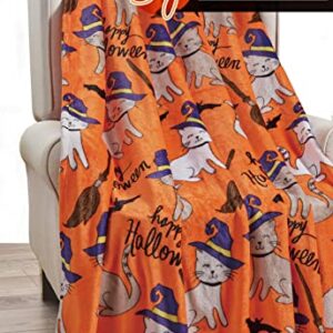 Elegant Comfort Lightweight Throw Blanket- Halloween Themed, Soft, Cozy and Plush- Throw Blankets, Perfect for Lounging This Spooky Season, 50 x 60 inches, Halloween Cats, Throw Blanket