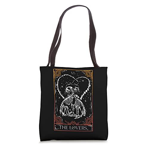 The Lovers Cat Tarot Card of Occult Bones Cats at Goth Tarot Tote Bag