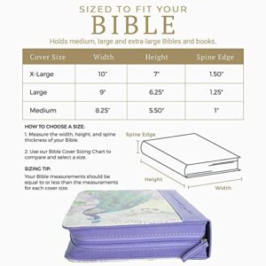 Divinity Boutique Bible Case - X-Large Bible Cover for Women and Girls- Faux Leather Zippered Bag with Ecc. 3:11 - Fits Books up to 10” x 7.5” x 1.5”