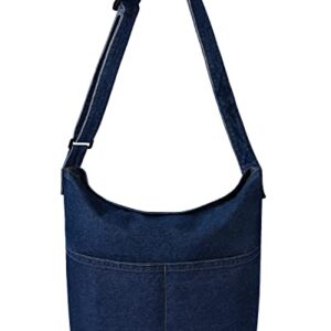 LHMTQVK Tote Bag Denim Shoulder Bag Denim Purse Crossbody Hobo Bag Denim Handbag Beach Bag for Teen Girls Women (Dark Blue)