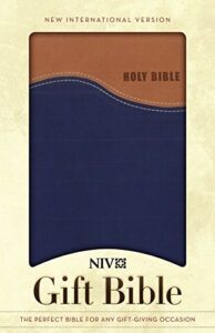 niv, gift bible, leathersoft, tan/blue, red letter edition