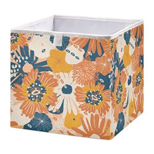 Kigai Beautiful Autumn Floral Pattern Open Home Storage Bins for Home Organization and Storage, Collapsible Closet Storage Bins, 11.02"L x 11.02"W x 11.02"H