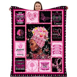 breast cancer awareness hopes throw blanket 50x60inch black women breast cancer survivor gifts for women ultra soft cozy lightweight flannel blanket for bed sofa living room