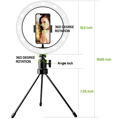 Bright Selfie Ring Tri-Color Light Compatible with Your Samsung Godiva 10 Inch with Remote for Live Stream/Makeup/YouTube/TikTok/Video/Filming (Dimmable/Adjustable)