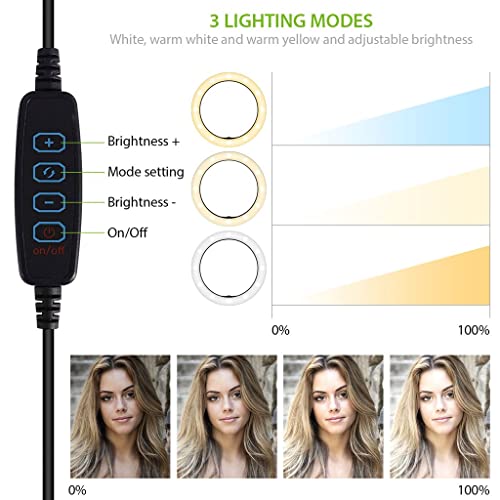 Bright Selfie Ring Tri-Color Light Compatible with Your Samsung Godiva 10 Inch with Remote for Live Stream/Makeup/YouTube/TikTok/Video/Filming (Dimmable/Adjustable)