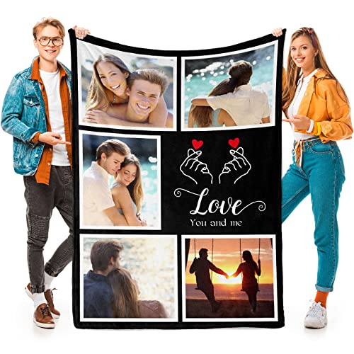 Printwoo Personalized Valentines Gifts for Him & Her, Custom Blankets with Photo, Personalized Photo Blankets, Photo Blankets Using My Own Photo, Personalized Couples Gifts for Valentines Day