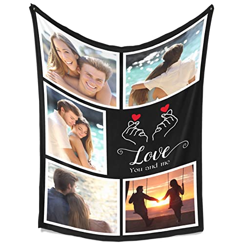 Printwoo Personalized Valentines Gifts for Him & Her, Custom Blankets with Photo, Personalized Photo Blankets, Photo Blankets Using My Own Photo, Personalized Couples Gifts for Valentines Day