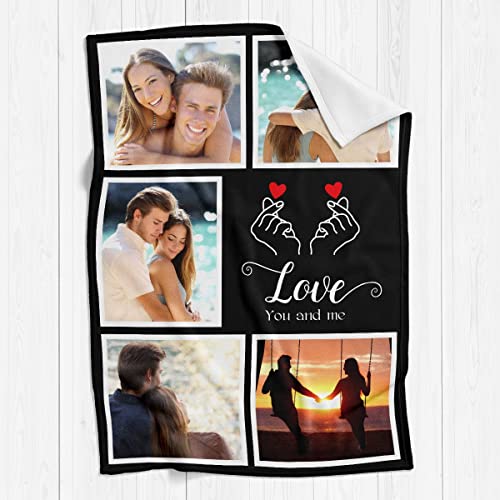 Printwoo Personalized Valentines Gifts for Him & Her, Custom Blankets with Photo, Personalized Photo Blankets, Photo Blankets Using My Own Photo, Personalized Couples Gifts for Valentines Day