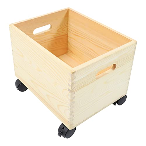 Cabilock Dirty Clothes Basket Wood Crate with Wheels Toy Storage: Wooden Case Decorative for Storage Organization Display Container Toy Storage Baskets