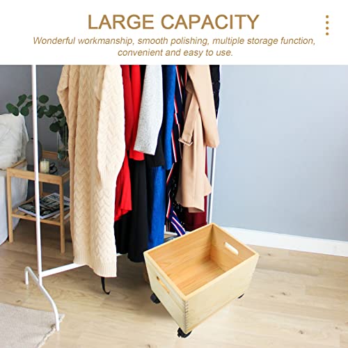 Cabilock Dirty Clothes Basket Wood Crate with Wheels Toy Storage: Wooden Case Decorative for Storage Organization Display Container Toy Storage Baskets