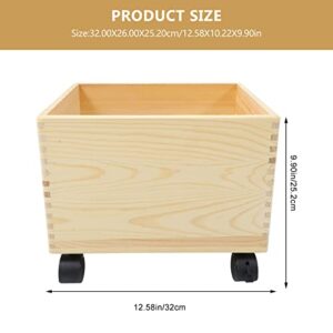 Cabilock Dirty Clothes Basket Wood Crate with Wheels Toy Storage: Wooden Case Decorative for Storage Organization Display Container Toy Storage Baskets