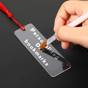 UUYYEO 15 Pcs Blank Acrylic Bookmarks Clear Craft Bookmarks Book Markers with Tassel Acrylic Present Hanging Tags